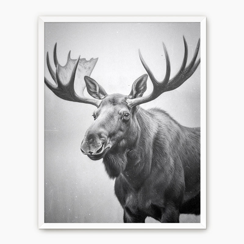 Black and White Moose Photograph - Sage and Rose Prints