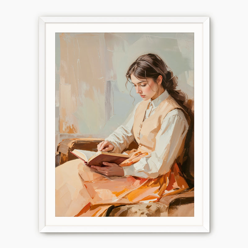 Victorian Woman Reading Fall Print - Sage and Rose Prints
