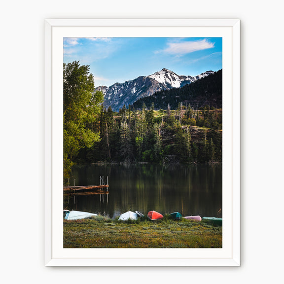 Canoes on the Lake Mountain Photography - Sage and Rose Prints