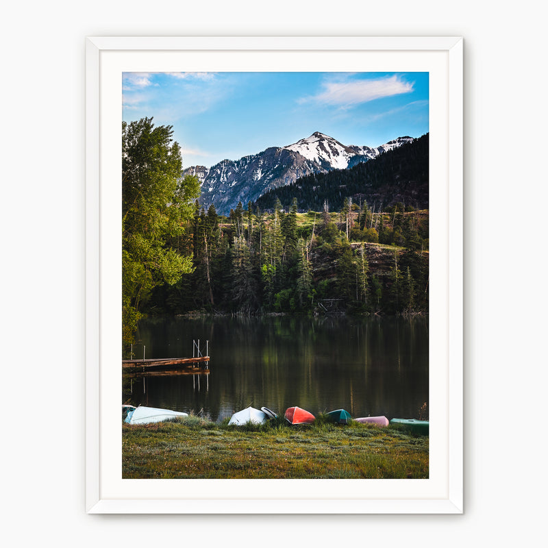 Canoes on the Lake Mountain Photography - Sage and Rose Prints