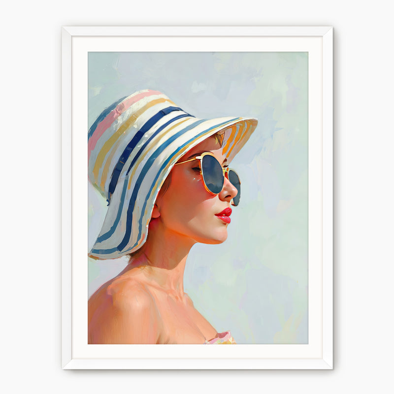 Woman in a Summer Sun Hat - Sage and Rose Prints