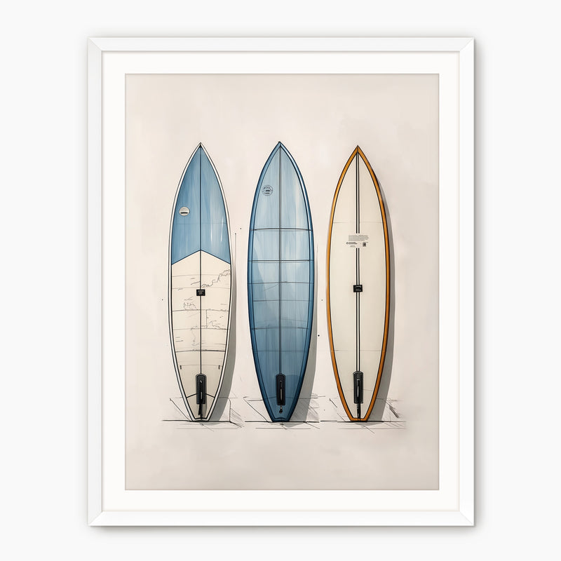 Surfboard Wall Art Sketch - Sage and Rose Prints