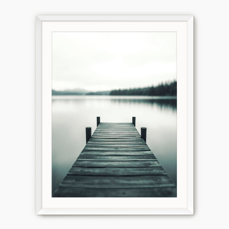 Black and White Moody Lake Photo - Sage and Rose Prints