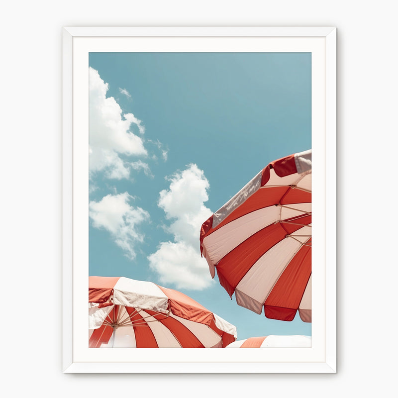 Red White and Blue Retro Beach Umbrellas - Sage and Rose Prints