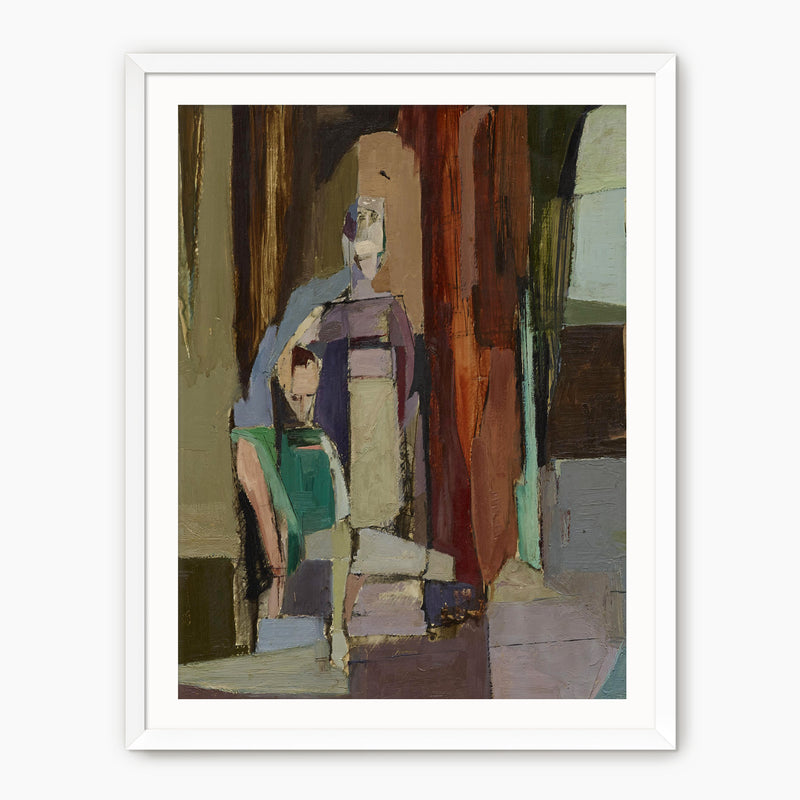 Moody Cubist Portrait No2 - Sage and Rose Prints