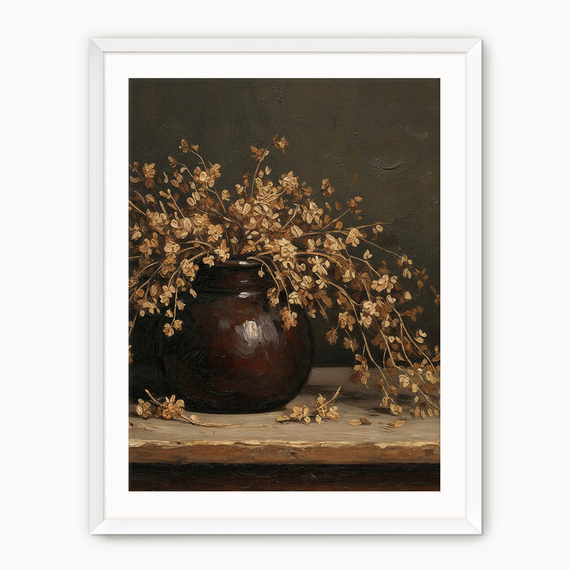 Vintage Still Life with Dried Grass Bouquet - Sage and Rose Prints
