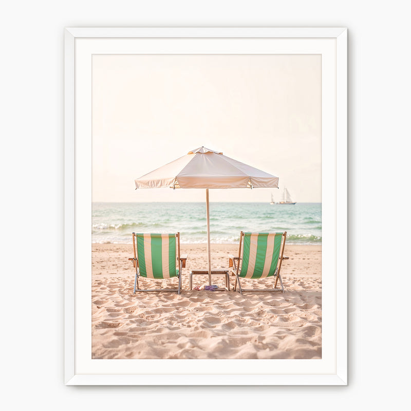Sepia Pastel Beach Chairs - Sage and Rose Prints