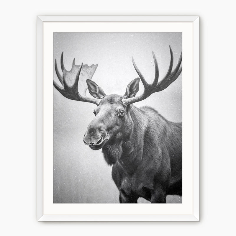 Black and White Moose Photograph - Sage and Rose Prints