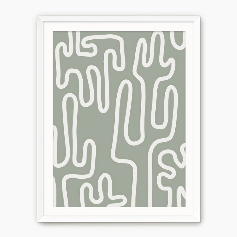 Abstract Cactus Line Art Print - Sage and Rose Prints