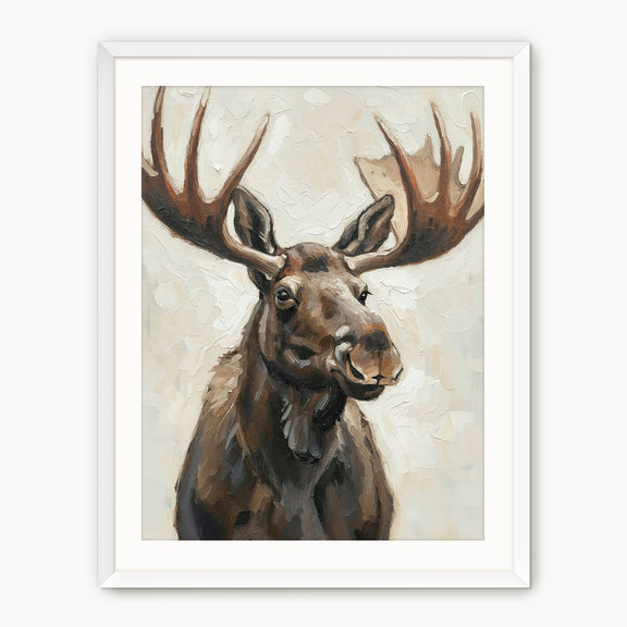 Impasto Moose Painting Print - Sage and Rose Prints