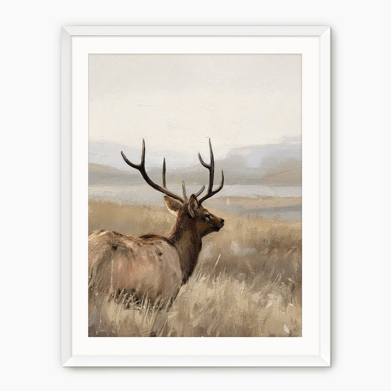 Deer in Tall Grasses Wildlife Painting - Sage and Rose Prints