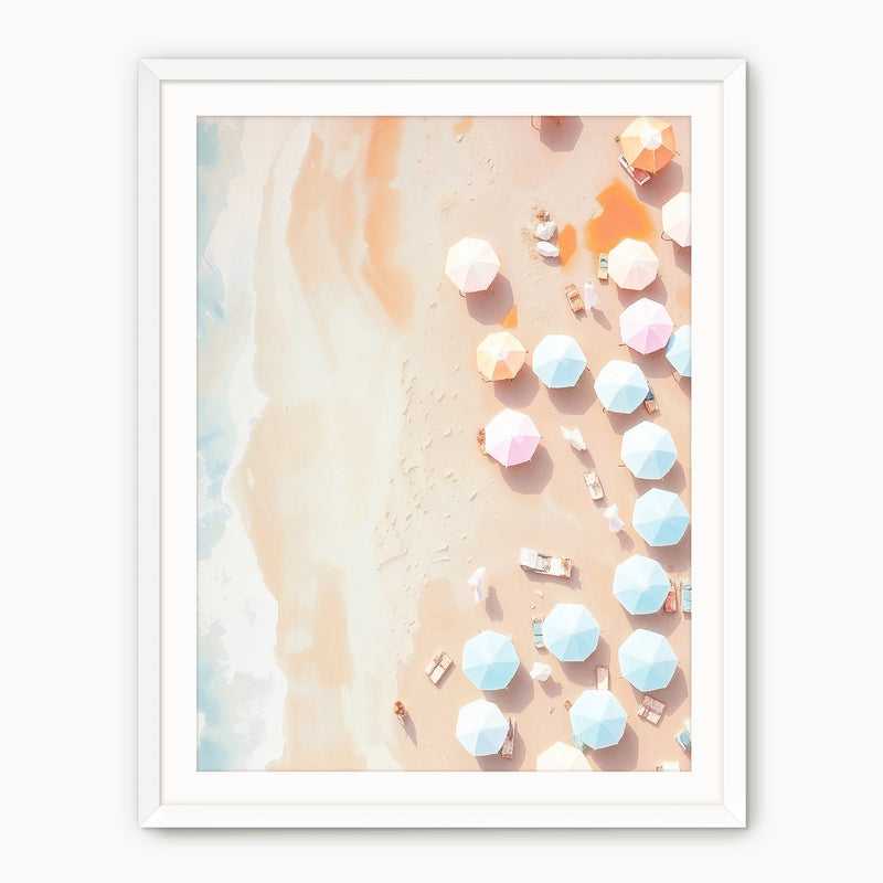 Pastel Beach Umbrellas from Above - Sage and Rose Prints