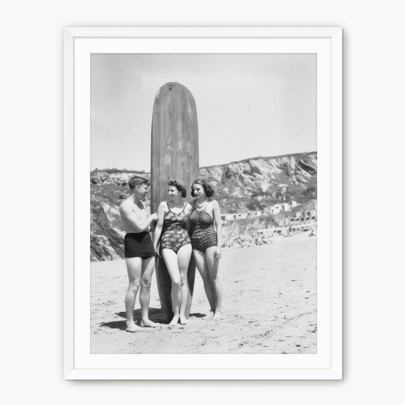 Surfboard on the Beach Old Photo - Sage and Rose Prints