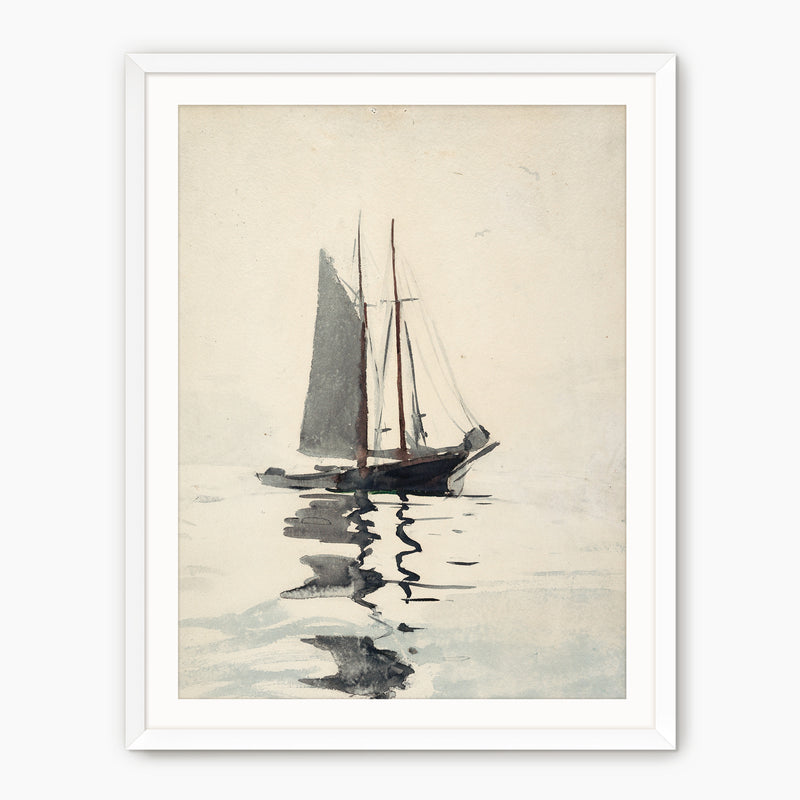 Neutral Sailboat Watercolor Print - Sage and Rose Prints
