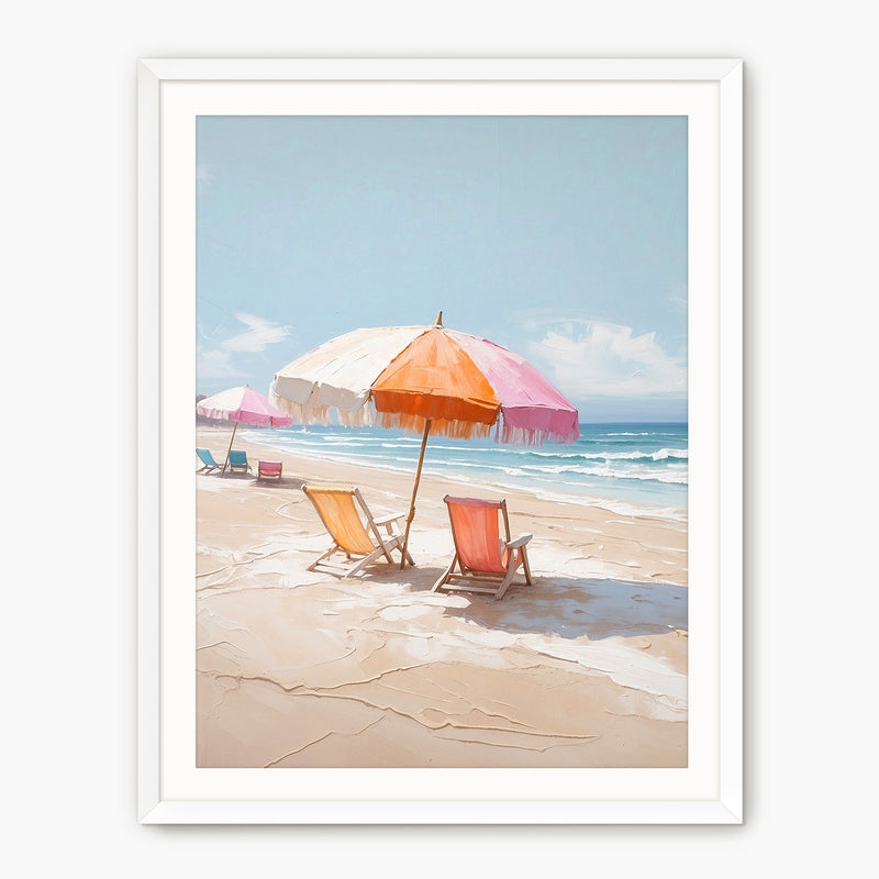 Peaceful Beach Umbrellas Watercolor Print - Sage and Rose Prints