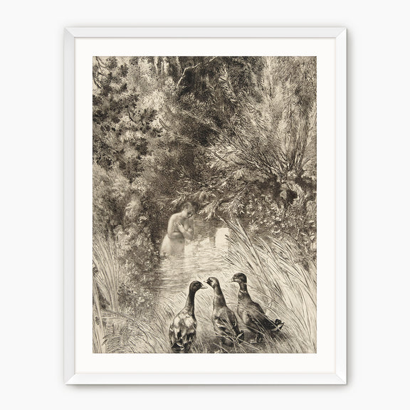 Vintage Trio of Ducks Drawing - Sage and Rose Prints