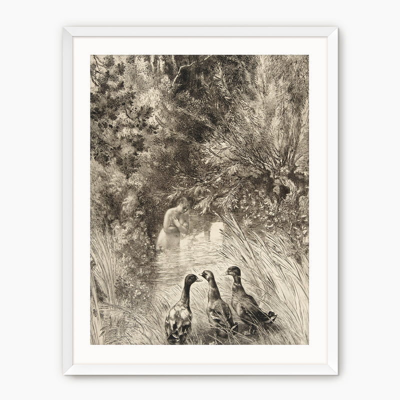 Vintage Trio of Ducks Drawing - Sage and Rose Prints