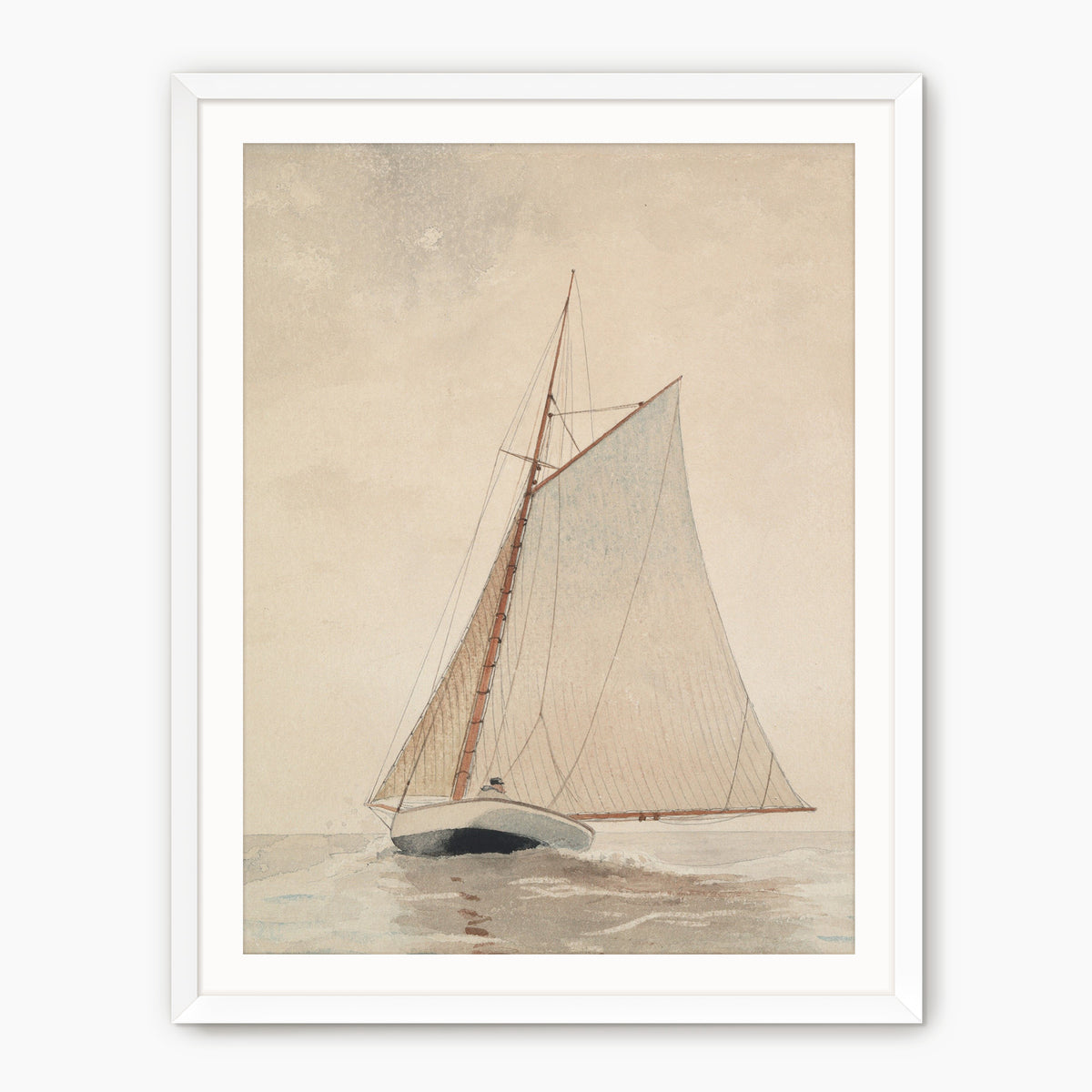 Vintage Beige Sailboat Print - Sage and Rose Prints