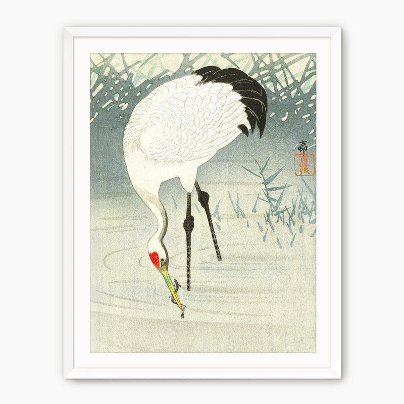 Wabi Sabi Crane in Shade of Green - Sage and Rose Prints