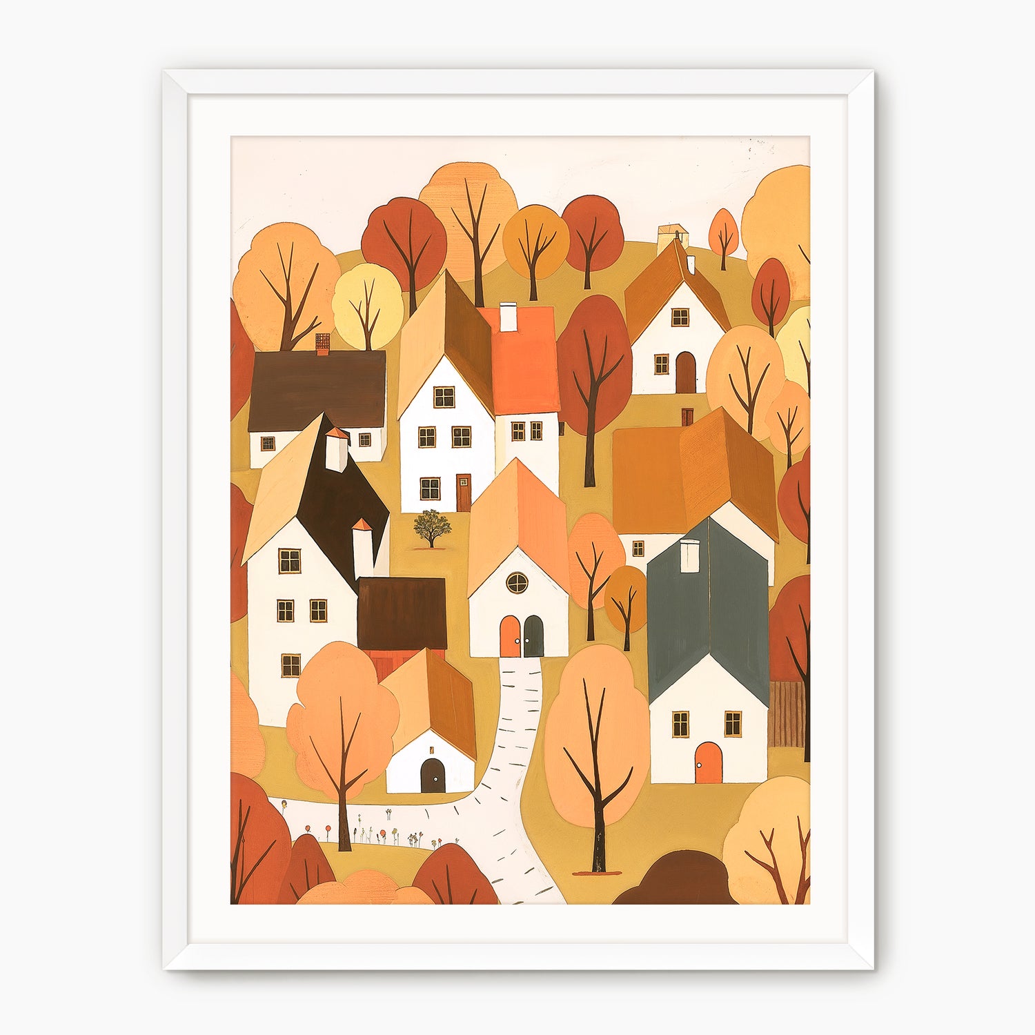 Whimsical Village Fall Art Print - Sage and Rose Prints