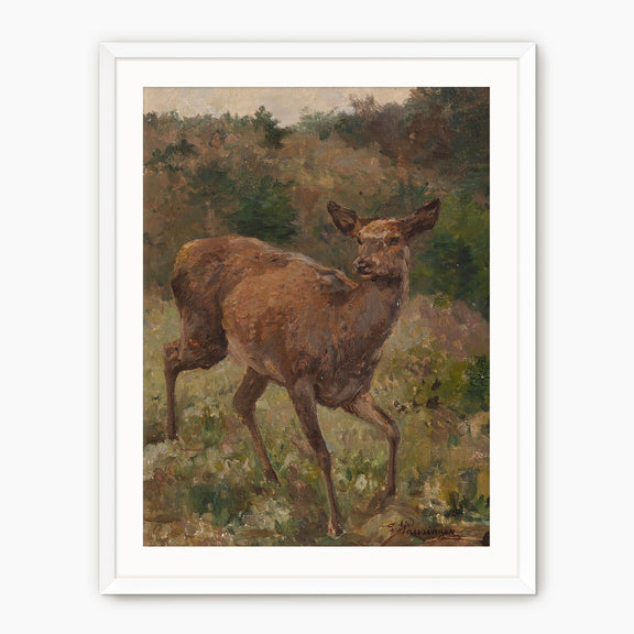 The Red Deer Impressionist Painting - Sage and Rose Prints