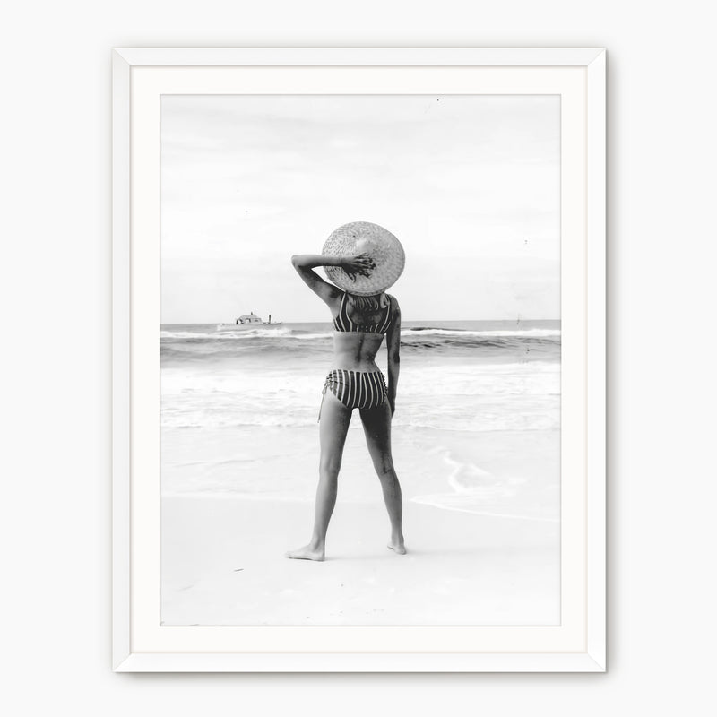 Woman On the Beach Retro Photo No1 - Sage and Rose Prints