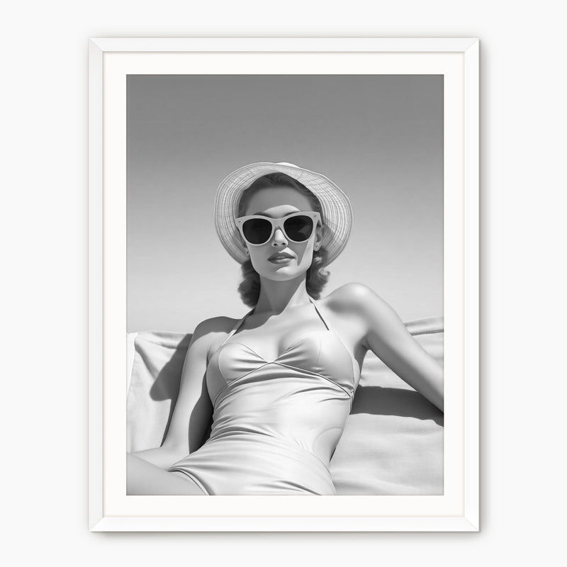 Black and White Beach Babe Photo No1 - Sage and Rose Prints