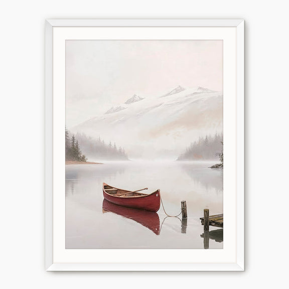Canoe on a Misty Lake Watercolor Print - Sage and Rose Prints
