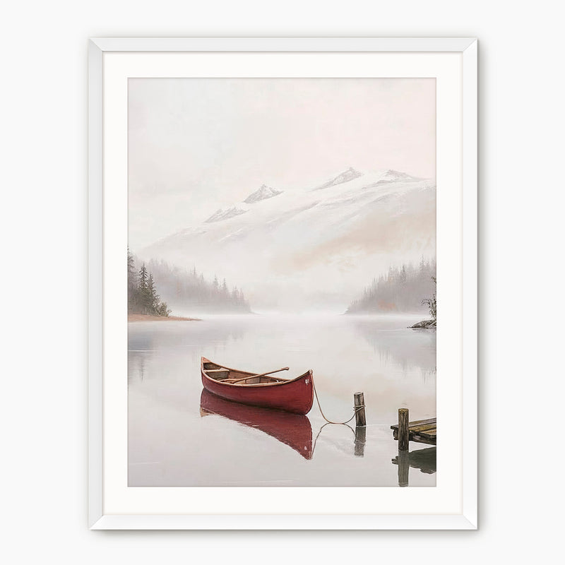 Canoe on a Misty Lake Watercolor Print - Sage and Rose Prints