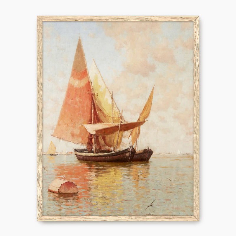 Vintage Amber Sailboat Print - Sage and Rose Prints