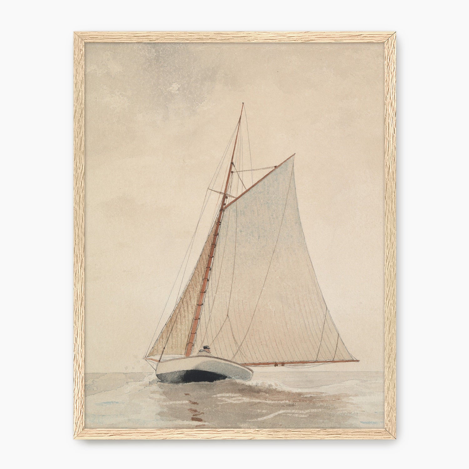 Vintage Beige Sailboat Print - Sage and Rose Prints