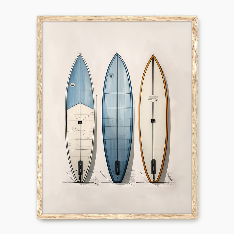 Surfboard Wall Art Sketch - Sage and Rose Prints