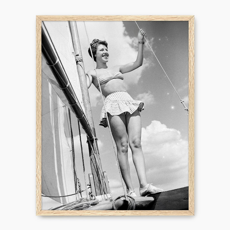 Woman on a Sailboat Old Photo - Sage and Rose Prints