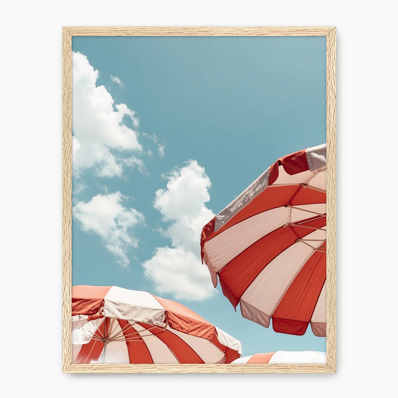 Red White and Blue Retro Beach Umbrellas - Sage and Rose Prints