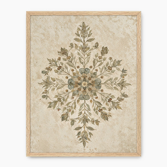 Geometric Flower Motif Watercolor - Sage and Rose Prints