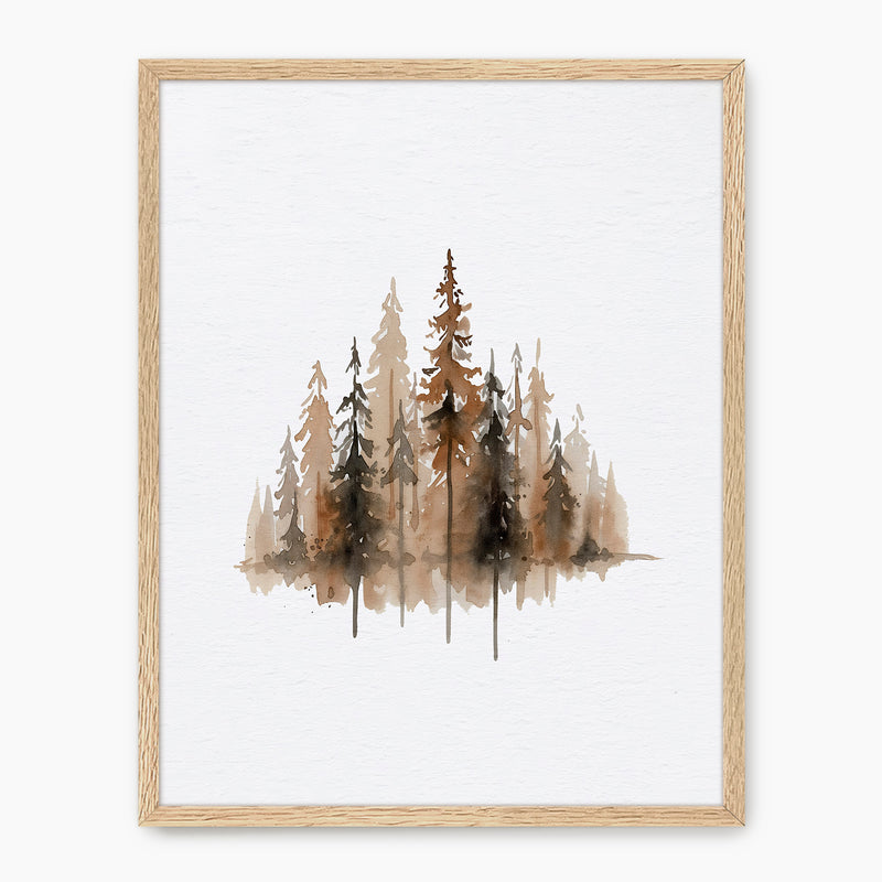 Earth Tone Trees Watercolor Painting - Sage and Rose Prints