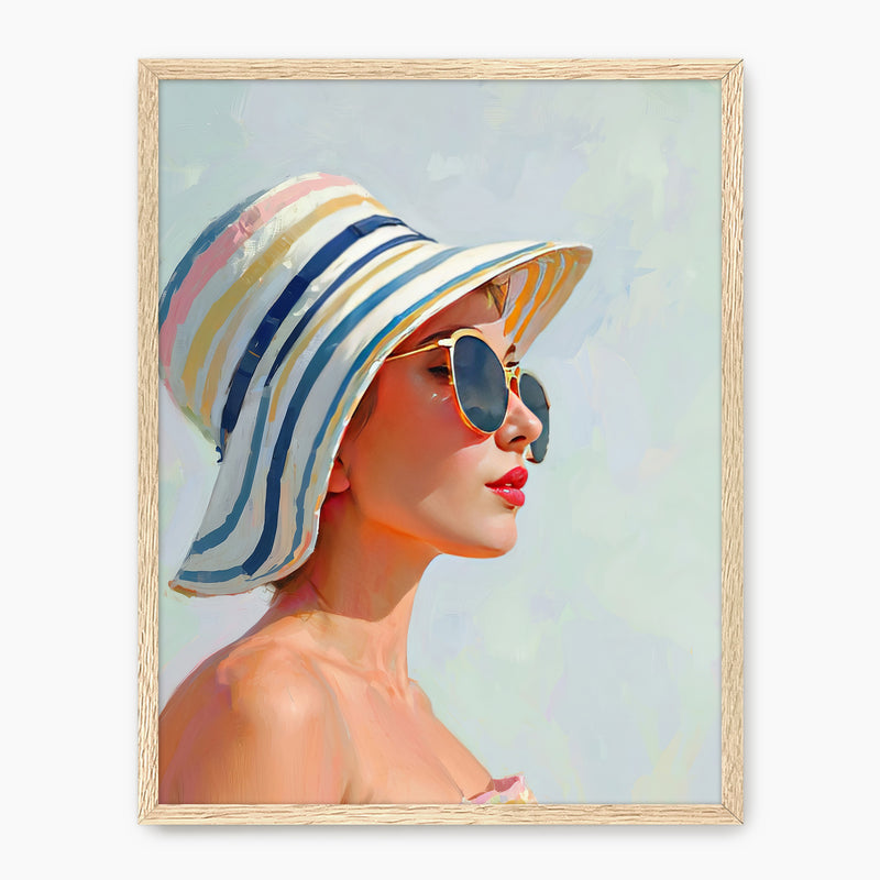 Woman in a Summer Sun Hat - Sage and Rose Prints