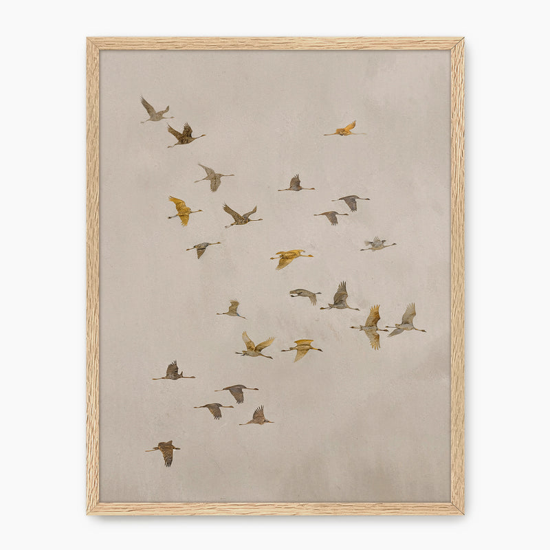Flock of Birds Tan Japandi Watercolor - Sage and Rose Prints