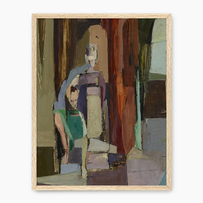 Moody Cubist Portrait No2 - Sage and Rose Prints