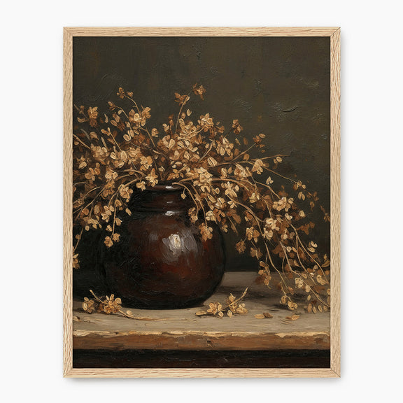 Vintage Still Life with Dried Grass Bouquet - Sage and Rose Prints