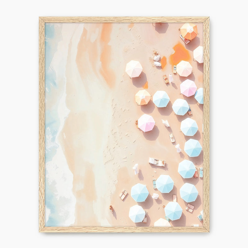 Pastel Beach Umbrellas from Above - Sage and Rose Prints