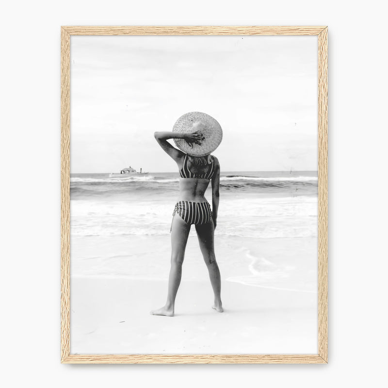 Woman On the Beach Retro Photo No1 - Sage and Rose Prints