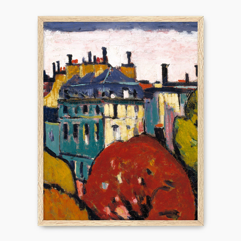 Vibrant Print of a French Village - Sage and Rose Prints