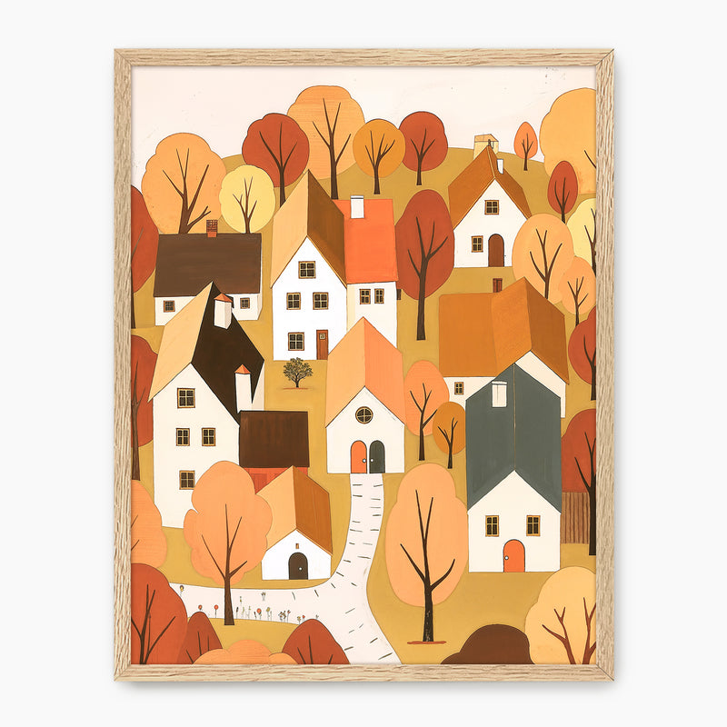 Whimsical Village Fall Art Print - Sage and Rose Prints