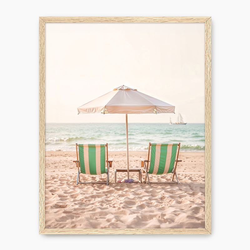 Sepia Pastel Beach Chairs - Sage and Rose Prints
