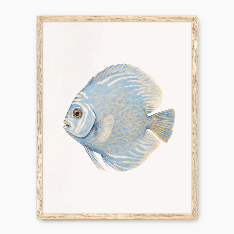 Sky Blue Coastal Fish Swimming Left - Sage and Rose Prints