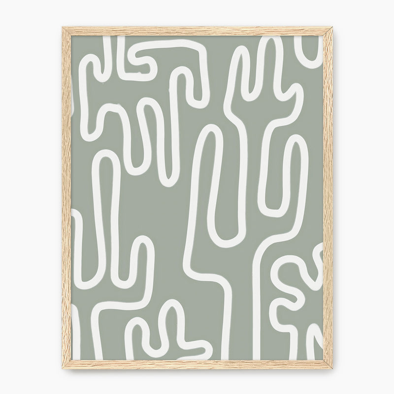 Abstract Cactus Line Art Print - Sage and Rose Prints