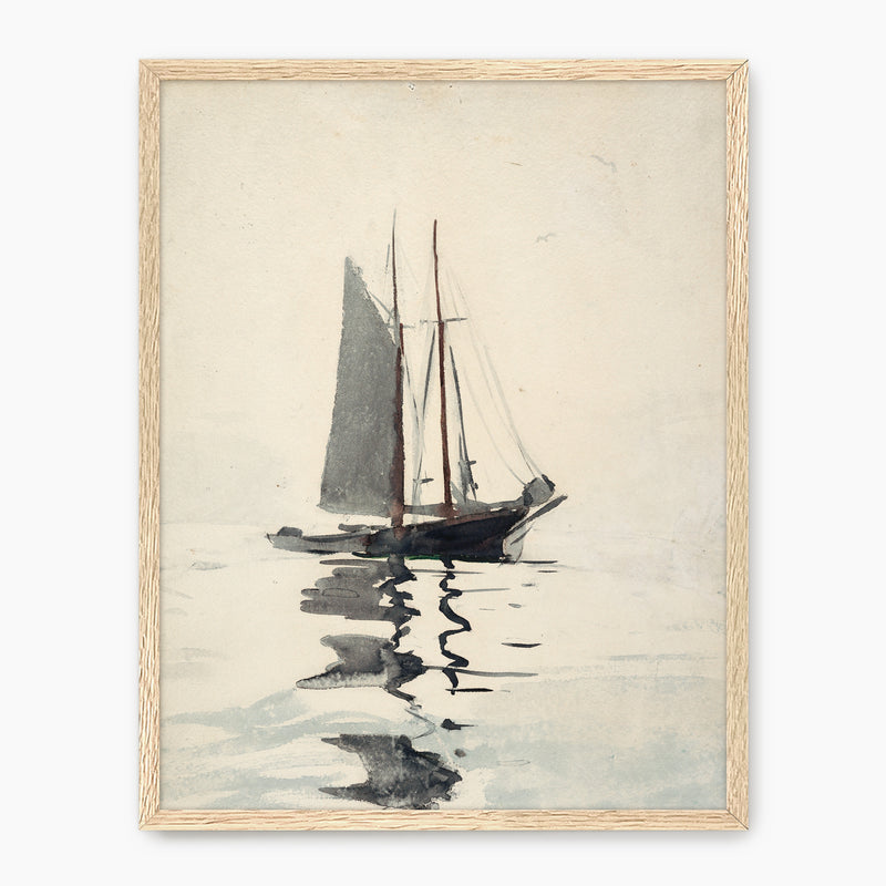 Neutral Sailboat Watercolor Print - Sage and Rose Prints