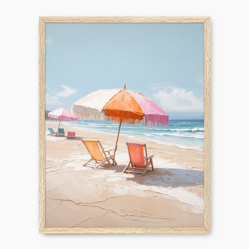Peaceful Beach Umbrellas Watercolor Print - Sage and Rose Prints