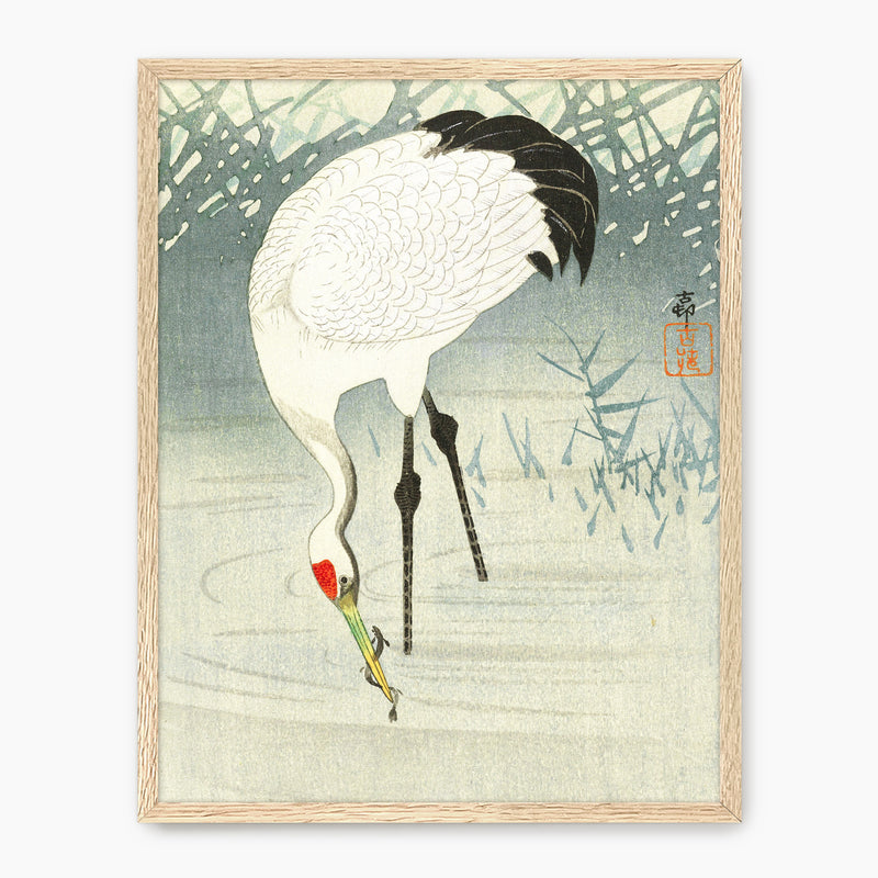 Wabi Sabi Crane in Shade of Green - Sage and Rose Prints